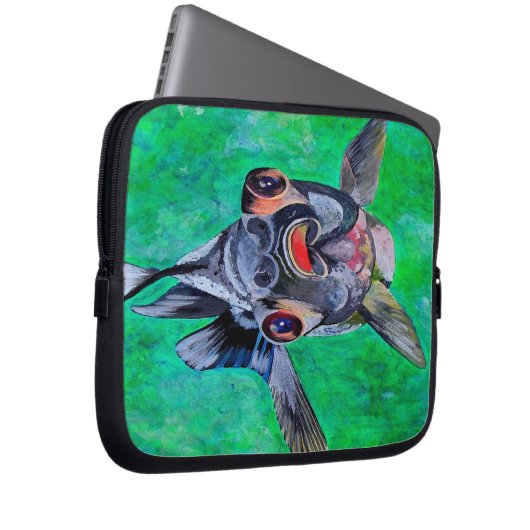 Geeky Blackmoor Goldfish mit teleskopischen Augen Laptopschutzhülle (Vorne Rechts)