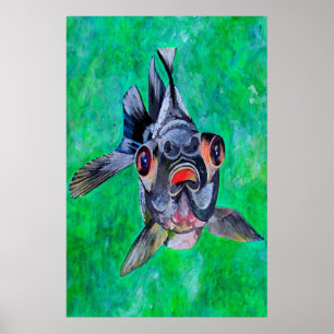 Geeky Blackmoor Goldfish mit teleskopischen Augen Poster