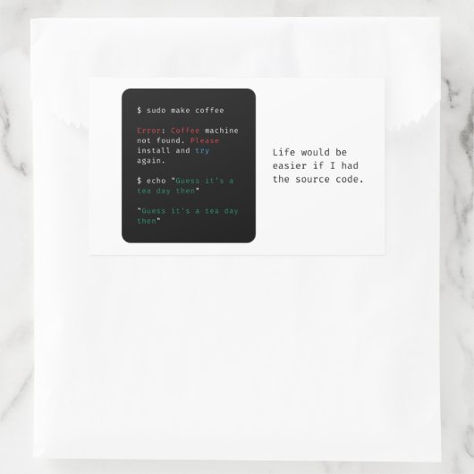 Geeky Computer Command Rechteckiger Aufkleber (Tasche)