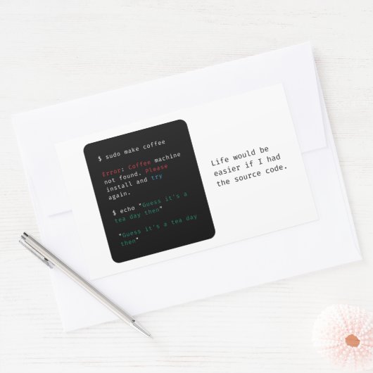 Geeky Computer Command Rechteckiger Aufkleber (Umschlag)