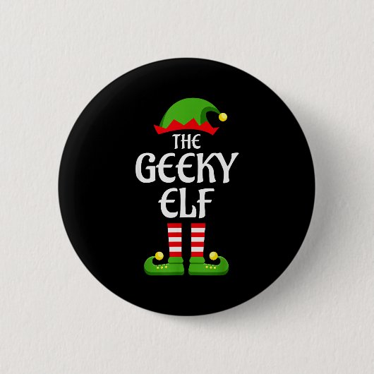 Geeky Elf Family Matching Group Christmas Geek Button (Vorderseite)