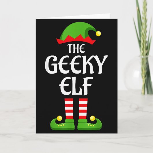 Geeky Elf Family Matching Group Christmas Geek Karte (Vorderseite)