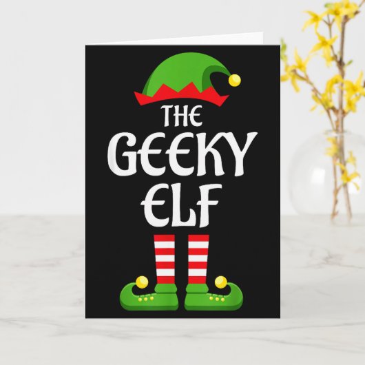Geeky Elf Family Matching Group Christmas Geek  Karte (Gelbe Blume)