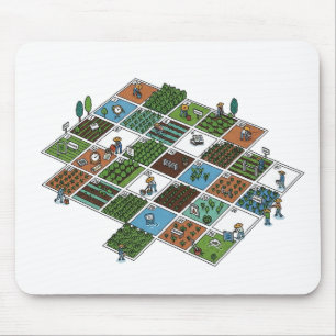 Geeky Farm Grid - Landwirtschaft trifft AI Mouse Mousepad