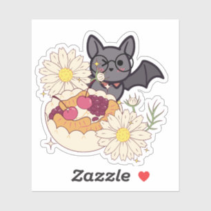 Geeky Fledermaus und Kawaii Kirschtorte Aufkleber