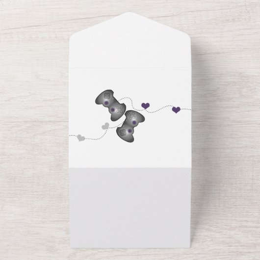 Geeky Gamers All in One Wedite Einladung | LILA (Außenbereich)