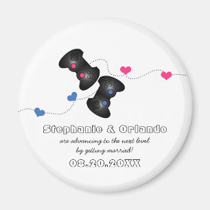 Geeky Gamers Save the Date Magnet Dark (blau/rosa)