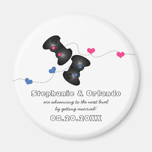 Geeky Gamers Save the Date Magnet Dark (blau/rosa) (Vorne)