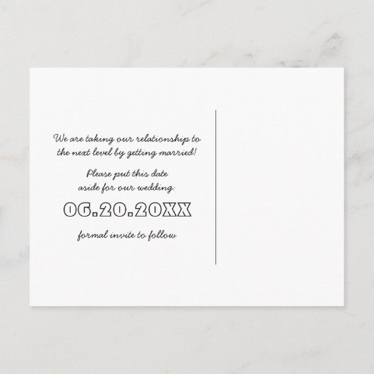 Geeky Gamers Save the Date Postcard Dark Blue Pink Ankündigungspostkarte (Rückseite)