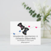 Geeky Gamers Save the Date Postcard Dark Blue Pink Ankündigungspostkarte (Stehend Vorderseite)