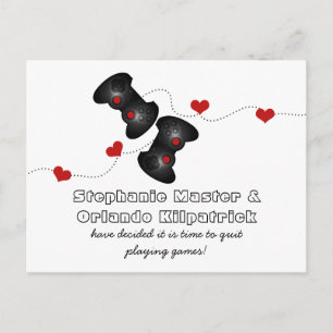 Geeky Gamers Save the Date Postcard, Dunkel Ankündigungspostkarte