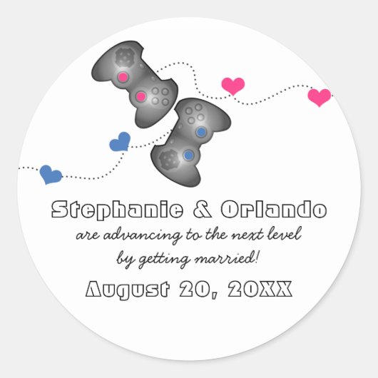 Geeky Gamers Save the Date Stickers (Vorderseite)