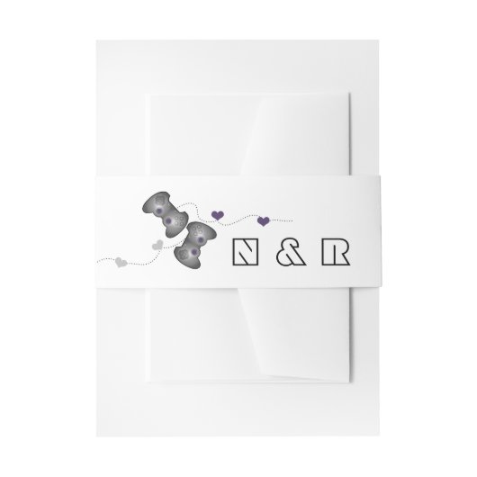 Geeky Gamers Wedding Belly Bands Silver Lila Einladungsbanderole (Vorderseite Beispiel)