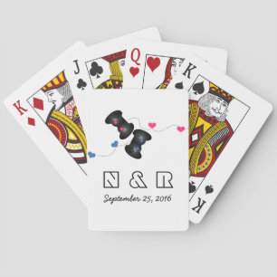 Geeky Gamers Wedding Cards Dark Pink Blue Spielkarten