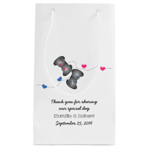 Geeky Gamers Wedding Geschenktasche Pink Blau Kleine Geschenktüte