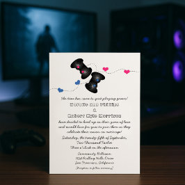 Geeky Gamers Wedding Invitation Dark (blau/rosa) Einladung