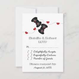Geeky Gamers Wedding Response Card (Dark) RSVP Karte