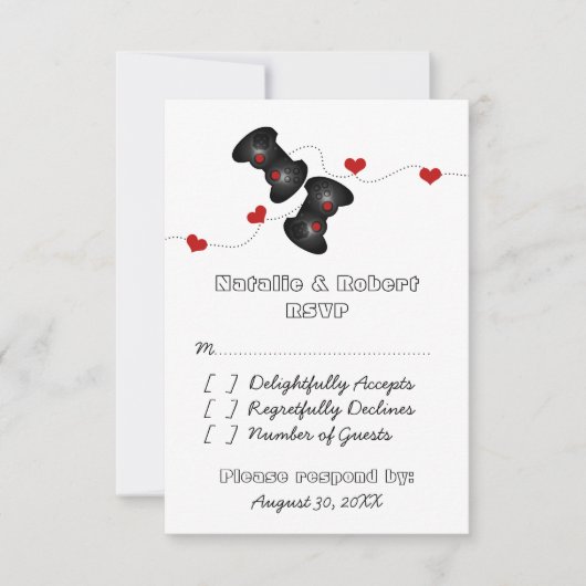 Geeky Gamers Wedding Response Card (Dark) RSVP Karte (Vorderseite)