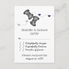 Geeky Gamers Wedding Response Card (Silber/Lila) RSVP Karte