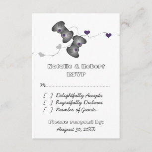 Geeky Gamers Wedding Response Card (Silber/Lila) RSVP Karte