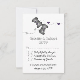 Geeky Gamers Wedding Response Card (Silber/Lila) RSVP Karte