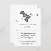 Geeky Gamers Wedding Response Card (Silber/Lila) RSVP Karte (Vorne/Hinten)