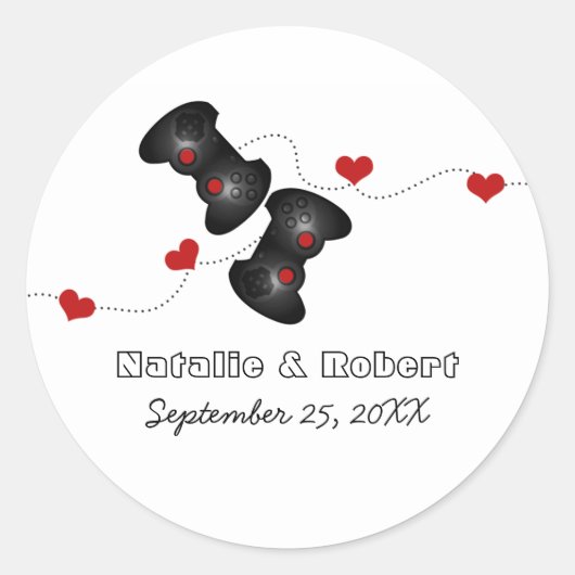 Geeky Gamers Wedding Stickers (Dark) (Vorderseite)