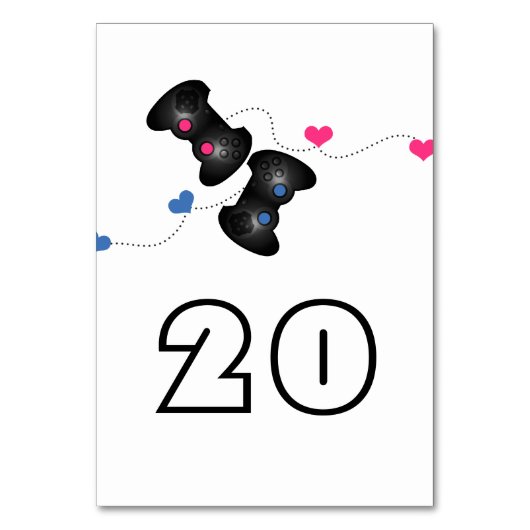 Geeky Gamers Wedding Table Card Dark Pink Blue Tischnummer (Vorderseite)
