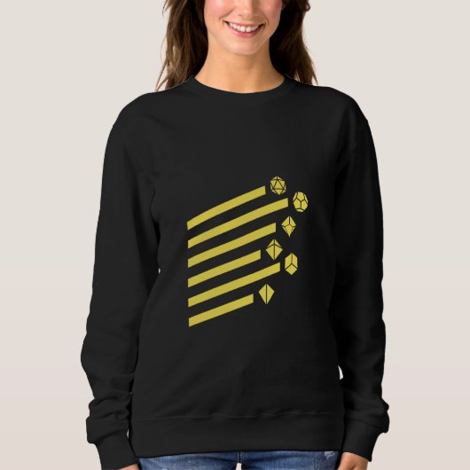 Geeky Geometric Yellow Polyhedral D20 Dice Set Sweatshirt (Vorderseite)