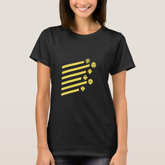 Geeky Geometric Yellow Polyhedral D20 Dice Set T-Shirt (Vorderseite)