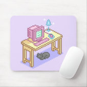 Geeky Girly Lila Pixel Art Computer Mousepad (Mit Mouse)