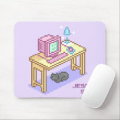 Geeky Girly Lila Pixel Art Computername Mousepad (Mit Mouse)