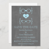 Geeky Glasses Chalkboard Save the Date einladen Einladung (Vorne/Hinten)