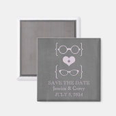 Geeky Glasses Chalkboard Save the Date Magnet (Vorderseite/Rückseite)