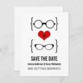 Geeky Glasses Save the Date Postcard Ankündigungspostkarte (Vorne/Hinten)