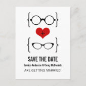 Geeky Glasses Save the Date Postcard Ankündigungspostkarte (Vorderseite)