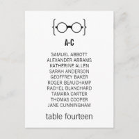Geeky Glasses Seating Chart Postcard v1
