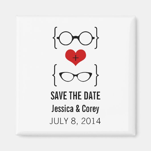 Geeky Glasses speichern Sie das Date Magnet (Vorne)