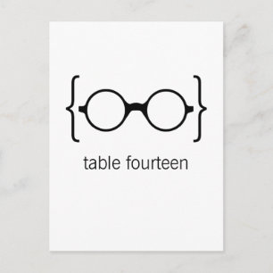 Geeky Glasses Tischnummer Postcard Orange Bkgrd1b