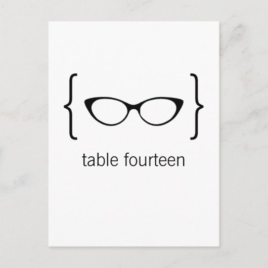 Geeky Glasses Tischnummer Postcard Orange Bkgrd2b (Vorderseite)