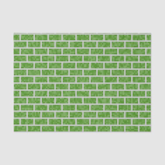 Geeky Green 8-Bit Grafik Style Bricks Muster Seidenpapier (Vorderseite)