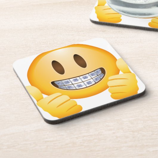 Geeky Klammern Emoji Getränkeuntersetzer (Linke Seite)