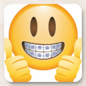 Geeky Klammern Emoji Getränkeuntersetzer (Vorderseite)