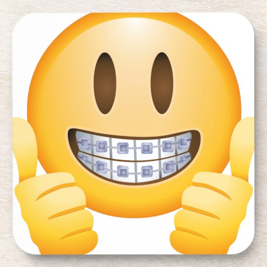 Geeky Klammern Emoji Getränkeuntersetzer (Vorderseite)