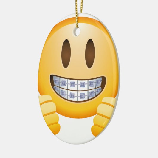 Geeky Klammern Emoji Keramik Ornament (Links)