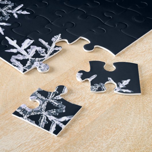 Geeky Navy Blue Snowflake Fibonacci Spiral Puzzle (Seite)