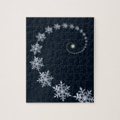 Geeky Navy Blue Snowflake Fibonacci Spiral Puzzle (Vertikal)