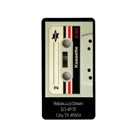 Geeky nerdy 1980er Kassettenrekorder Adressaufkleber (Vorne)
