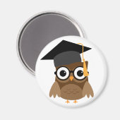 Geeky Owl mit Brille und Cap Abschluss Magnet (Vorderseite/Rückseite)