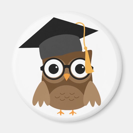 Geeky Owl mit Brille und Cap Abschluss Magnet (Vorne)